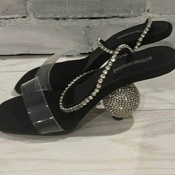 Jeffrey Campbell The Hustle Sandal In Black Suede Silver. Glamour Revolve Size 8 - Picture 5 of 8